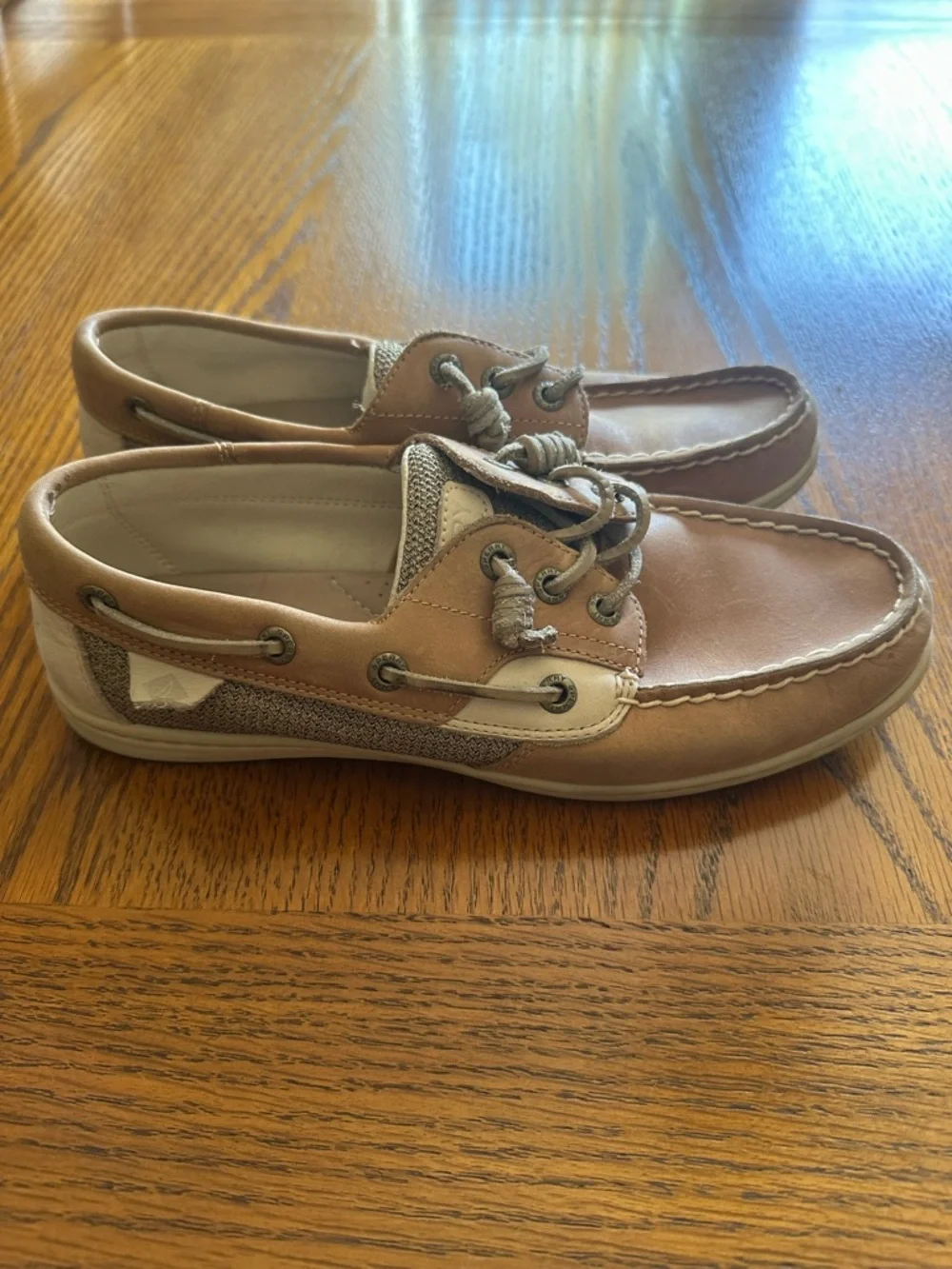 Sperry Tan and Beige Canvas & Leather Boat Shoes Women’s Size 7.5 - Picture 4 of 8